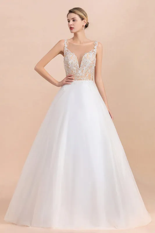 Graceful Illusion Lace Tulle A-line Wedding Dress