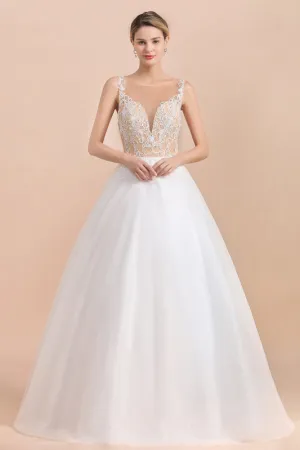 Graceful Illusion Lace Tulle A-line Wedding Dress