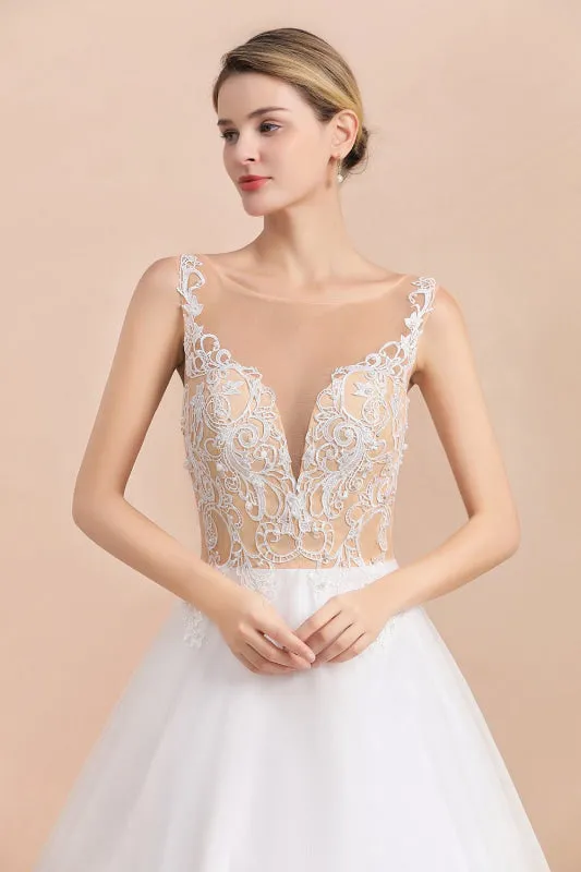 Graceful Illusion Lace Tulle A-line Wedding Dress
