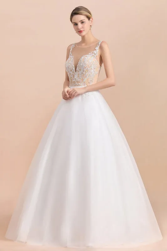 Graceful Illusion Lace Tulle A-line Wedding Dress
