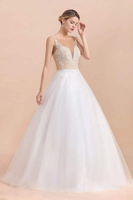 Graceful Illusion Lace Tulle A-line Wedding Dress