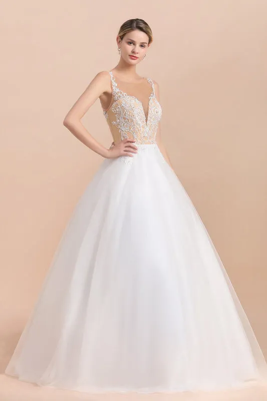 Graceful Illusion Lace Tulle A-line Wedding Dress