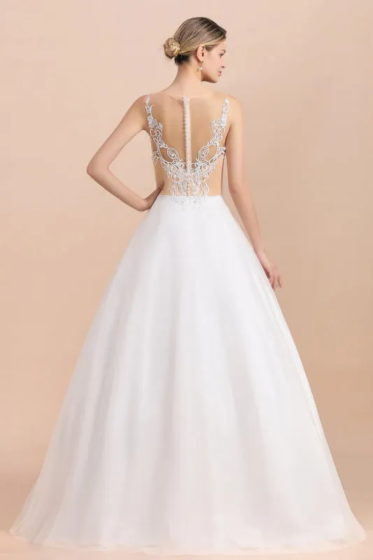 Graceful Illusion Lace Tulle A-line Wedding Dress