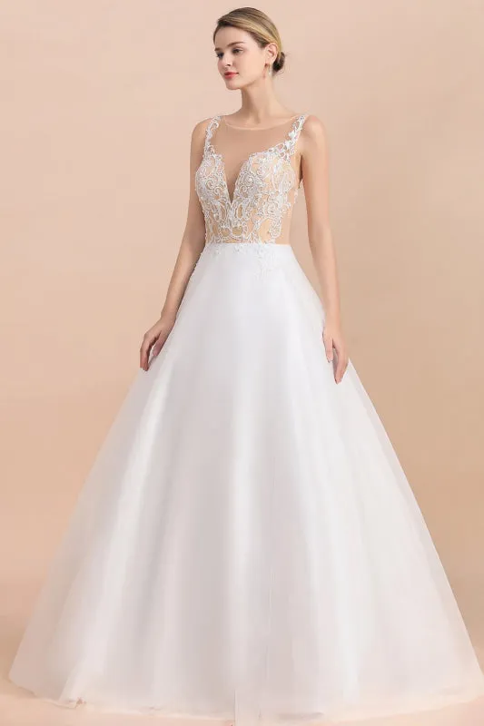 Graceful Illusion Lace Tulle A-line Wedding Dress