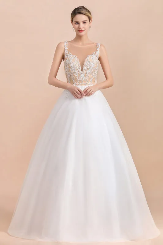 Graceful Illusion Lace Tulle A-line Wedding Dress