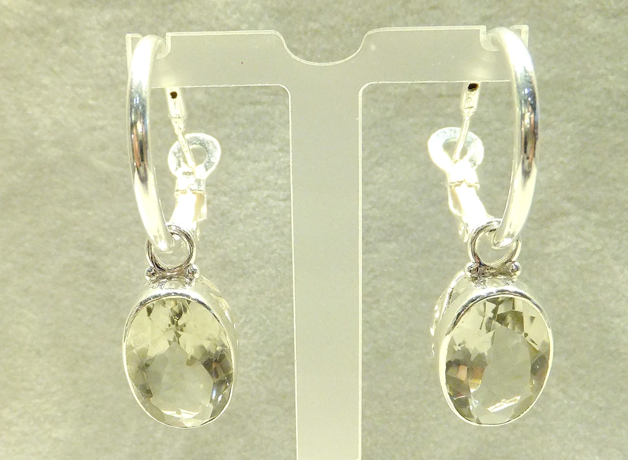 Green Amethyst Sterling Silver Hoop Earrings