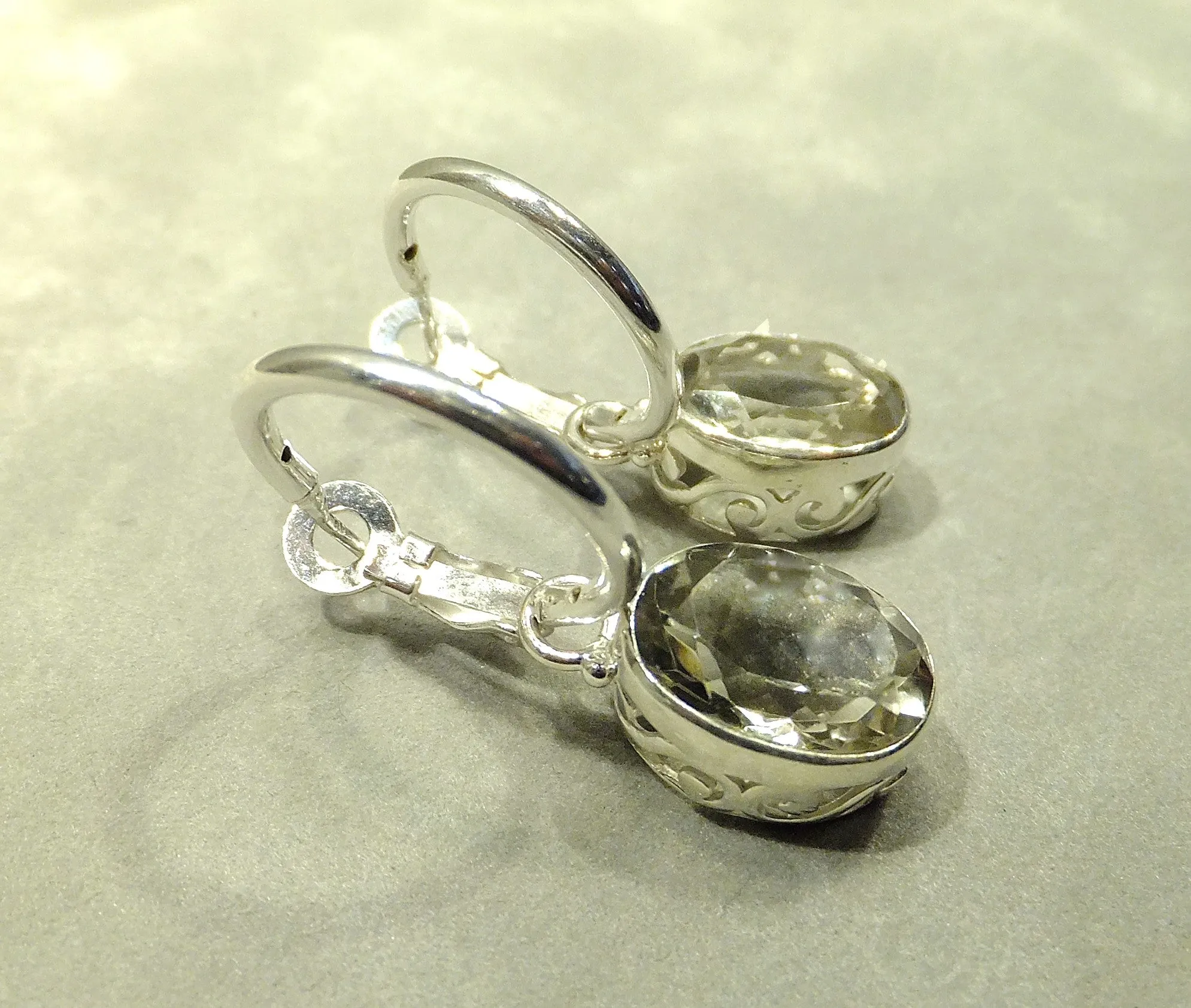 Green Amethyst Sterling Silver Hoop Earrings