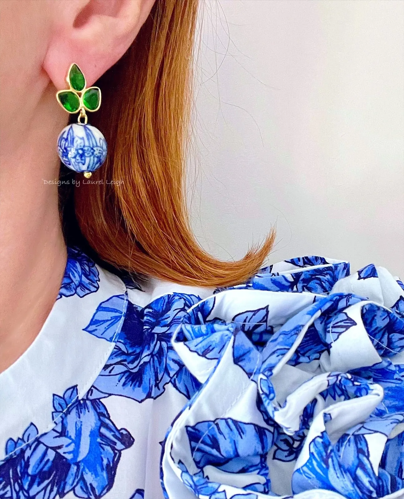Green Gemstone Chinoiserie Earrings