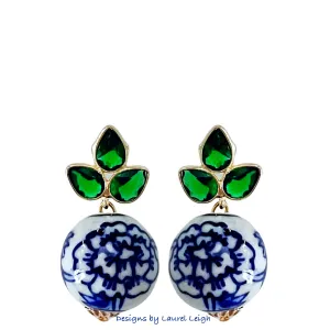 Green Gemstone Chinoiserie Earrings