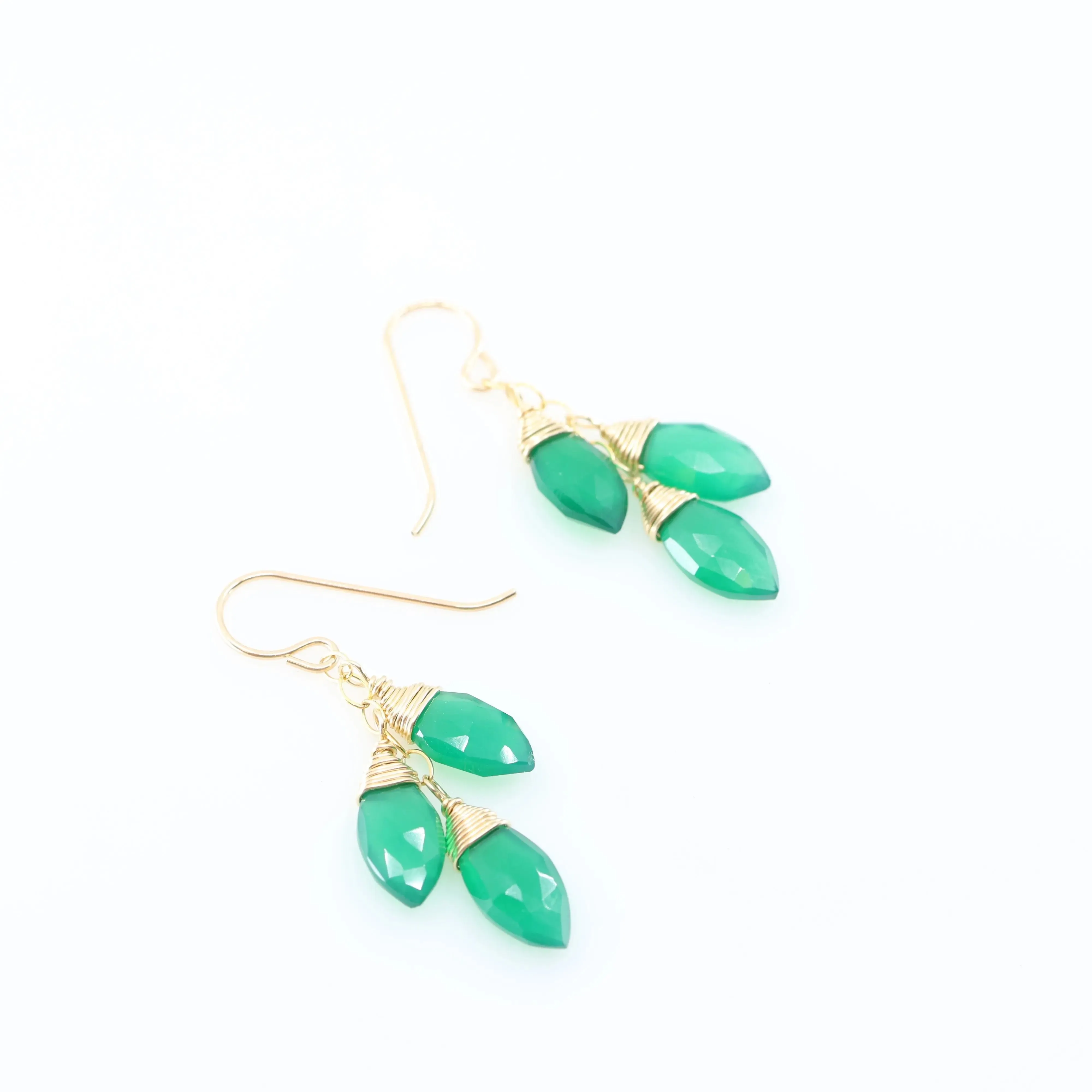 Green Onyx Triple Drop Earrings