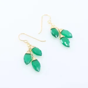 Green Onyx Triple Drop Earrings