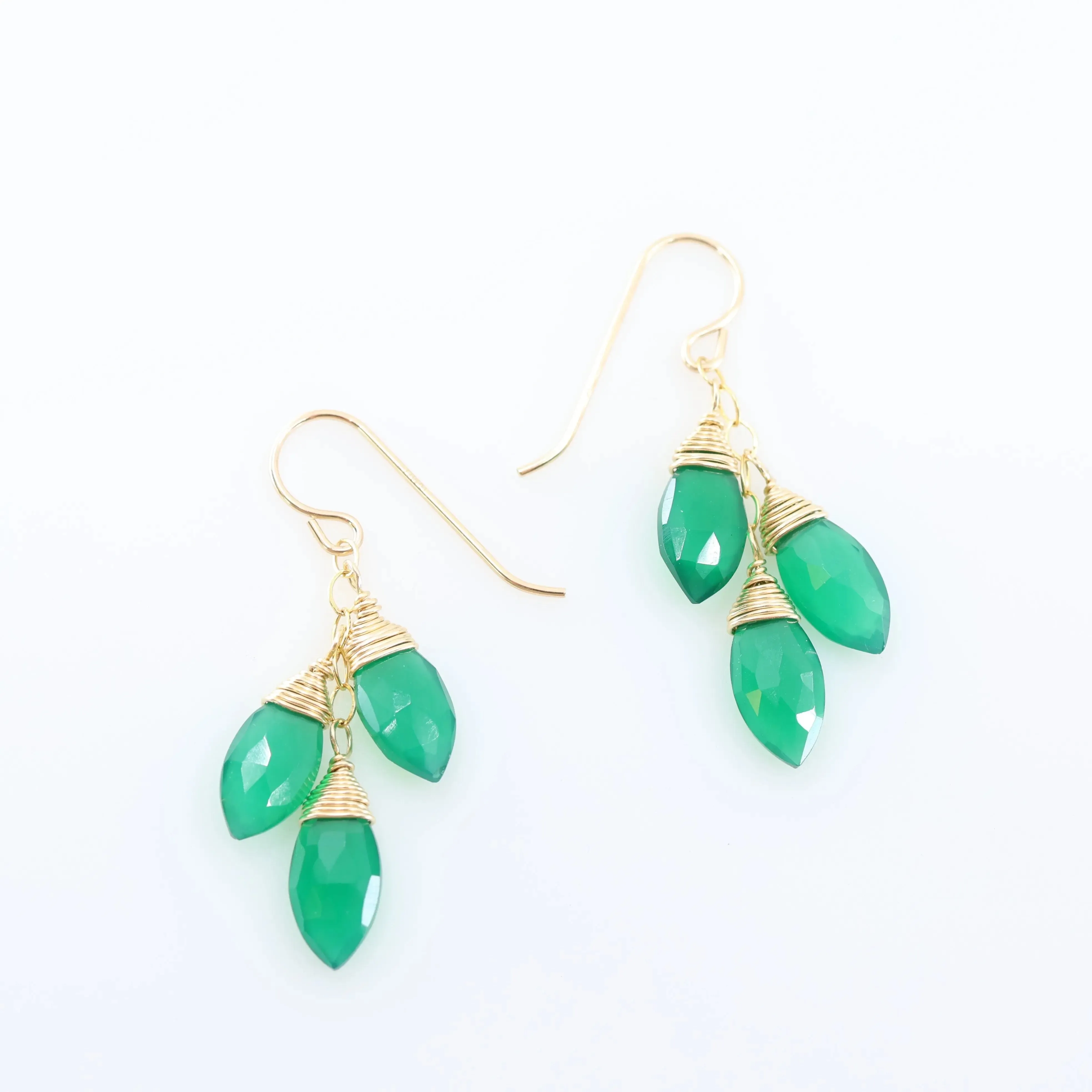 Green Onyx Triple Drop Earrings
