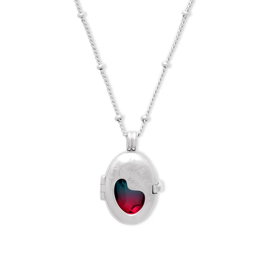 Healing Ombre Fuchsia & Turquoise Silver Locket Necklace
