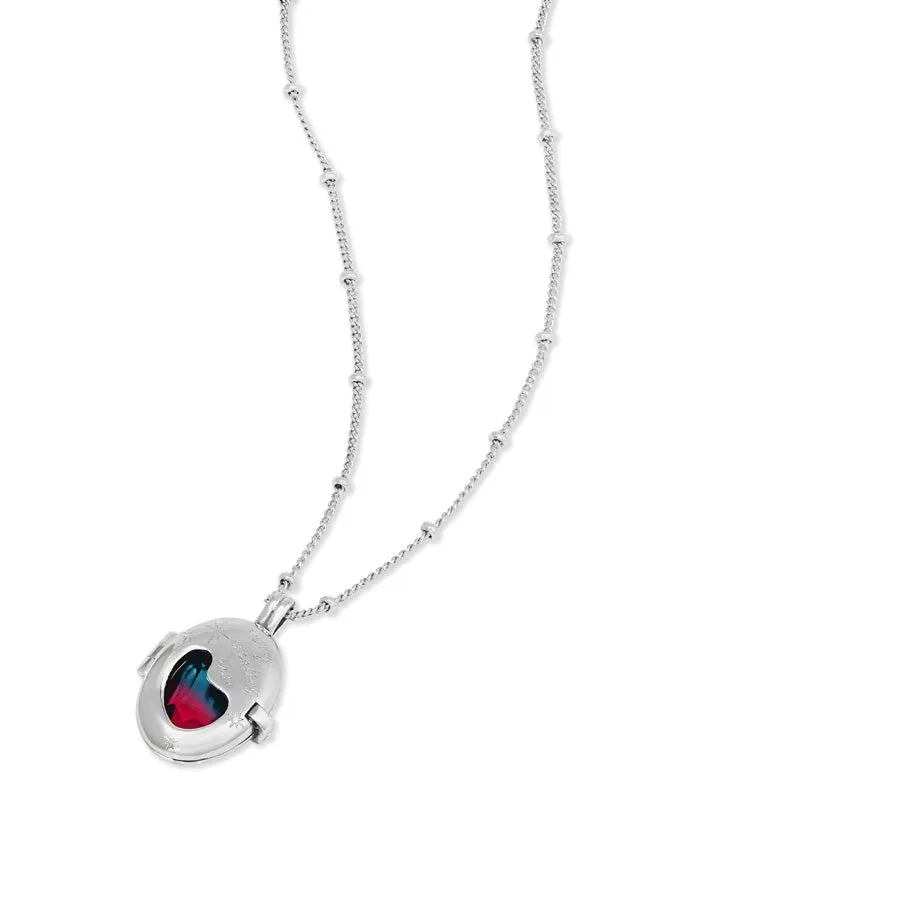 Healing Ombre Fuchsia & Turquoise Silver Locket Necklace