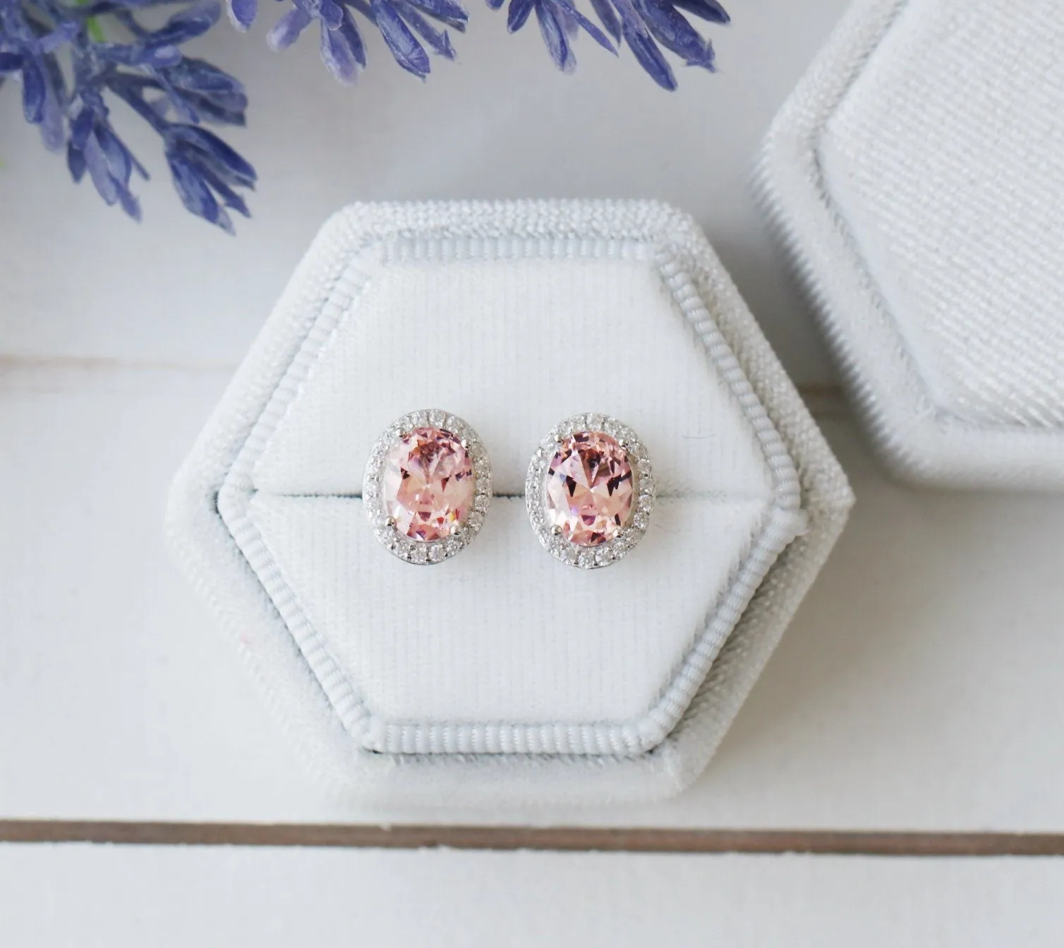 Iris Oval Morganite Earrings- Sterling Silver