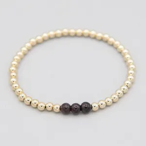January Garnet Beaded Lux Bracelet