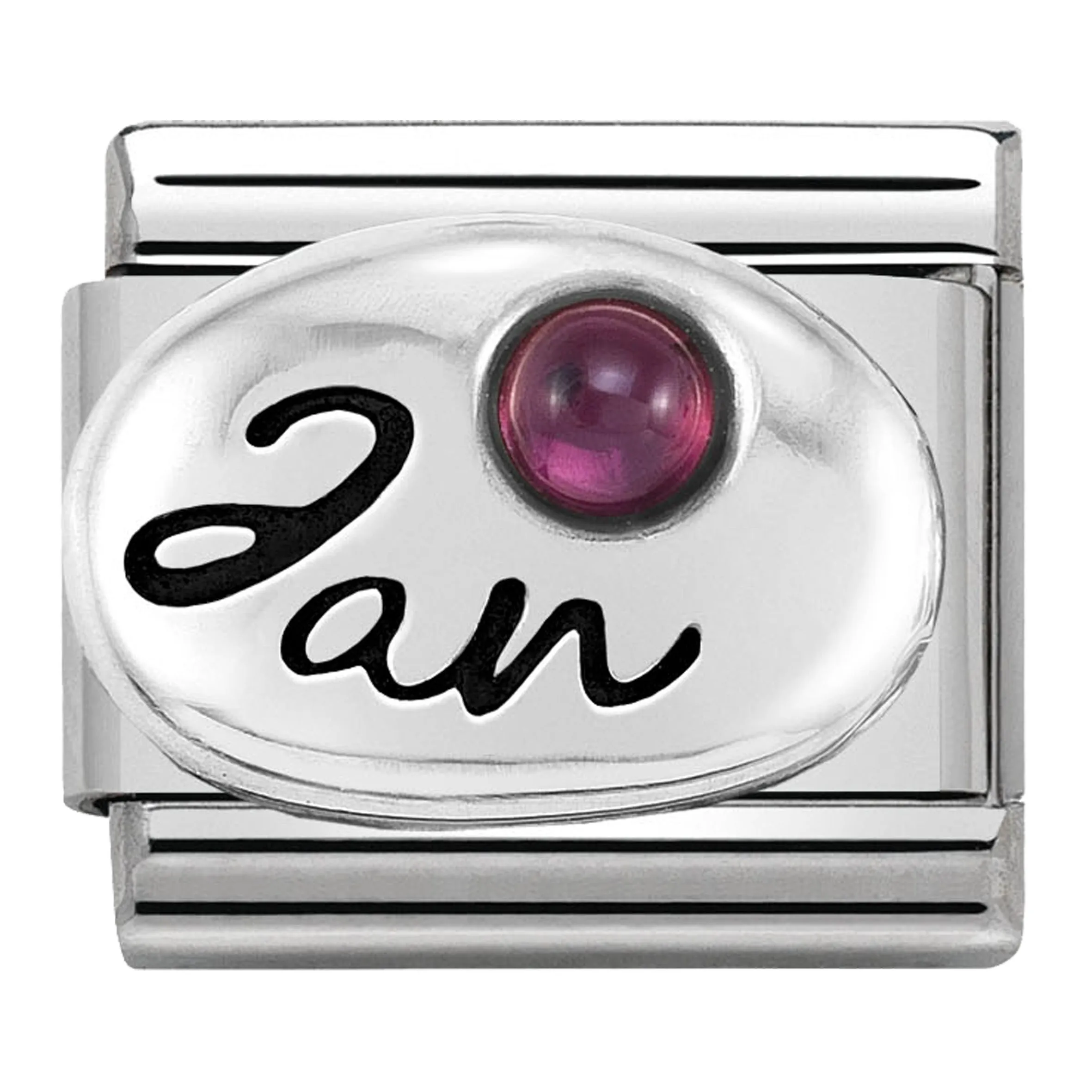 January (Garnet) Birthstone Silver Charm