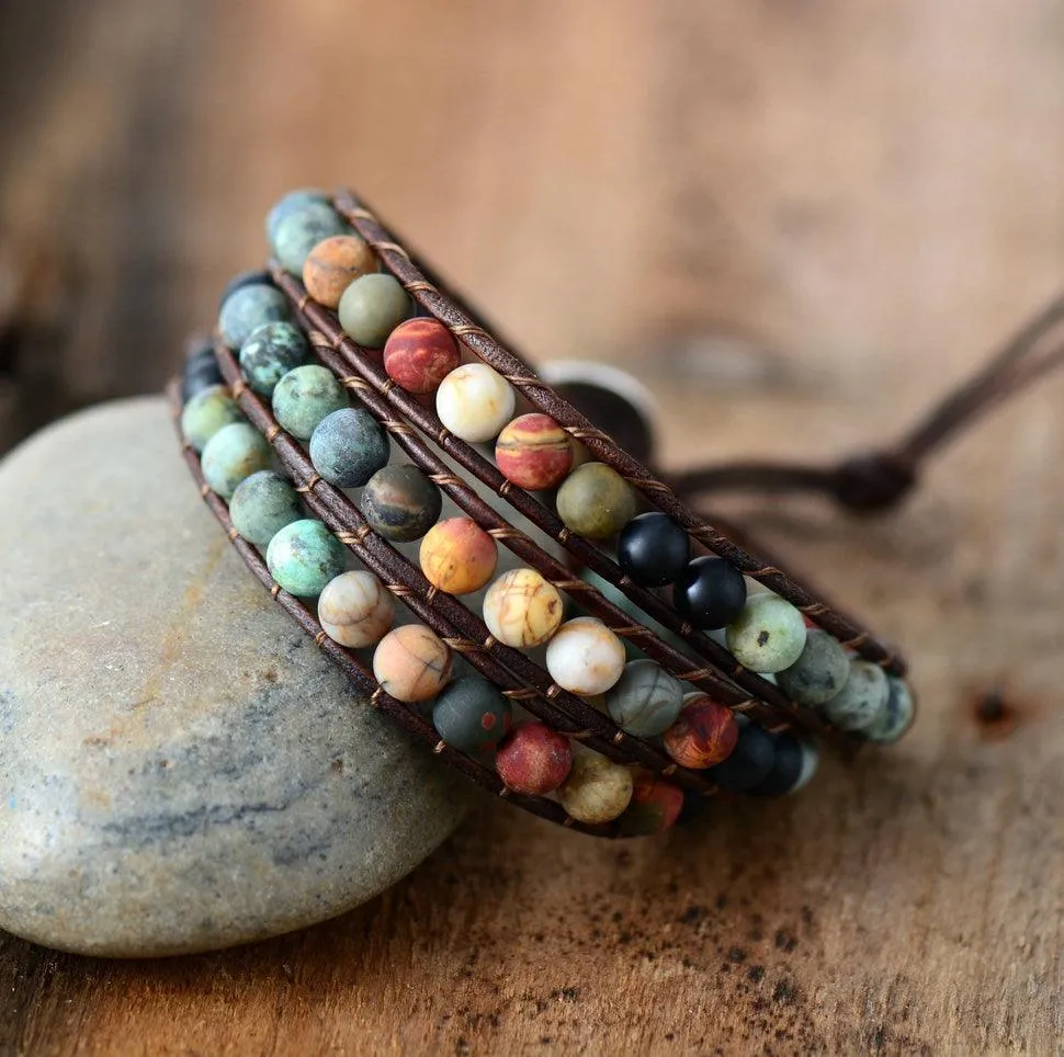 Jasper & Onyx Wrap Bracelet