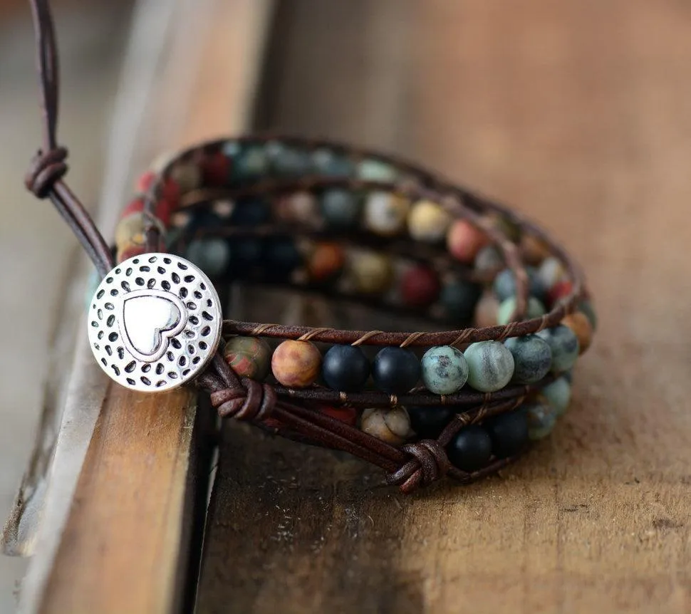 Jasper & Onyx Wrap Bracelet