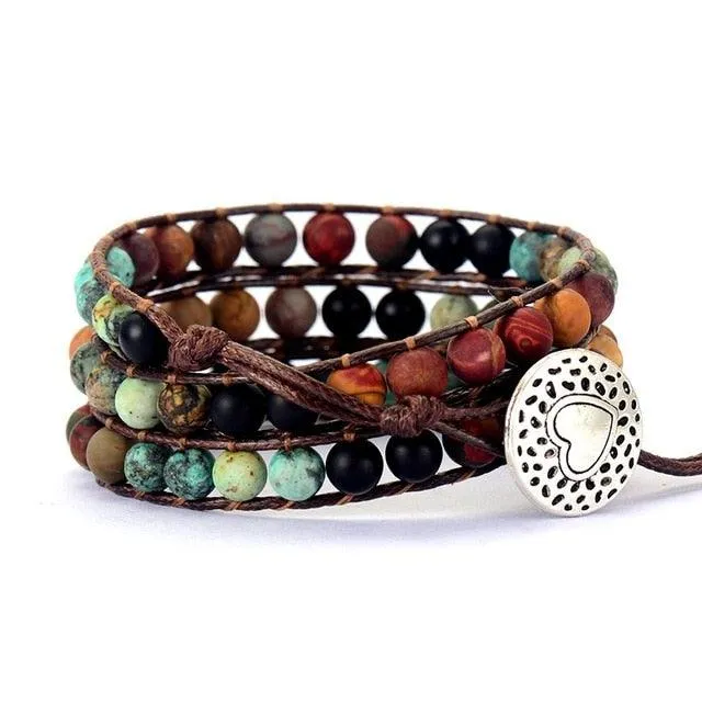 Jasper & Onyx Wrap Bracelet