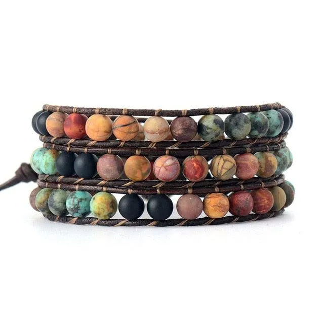 Jasper & Onyx Wrap Bracelet