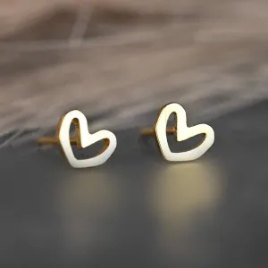 KBD Studio Small Hand Drawn Heart Stud Earrings
