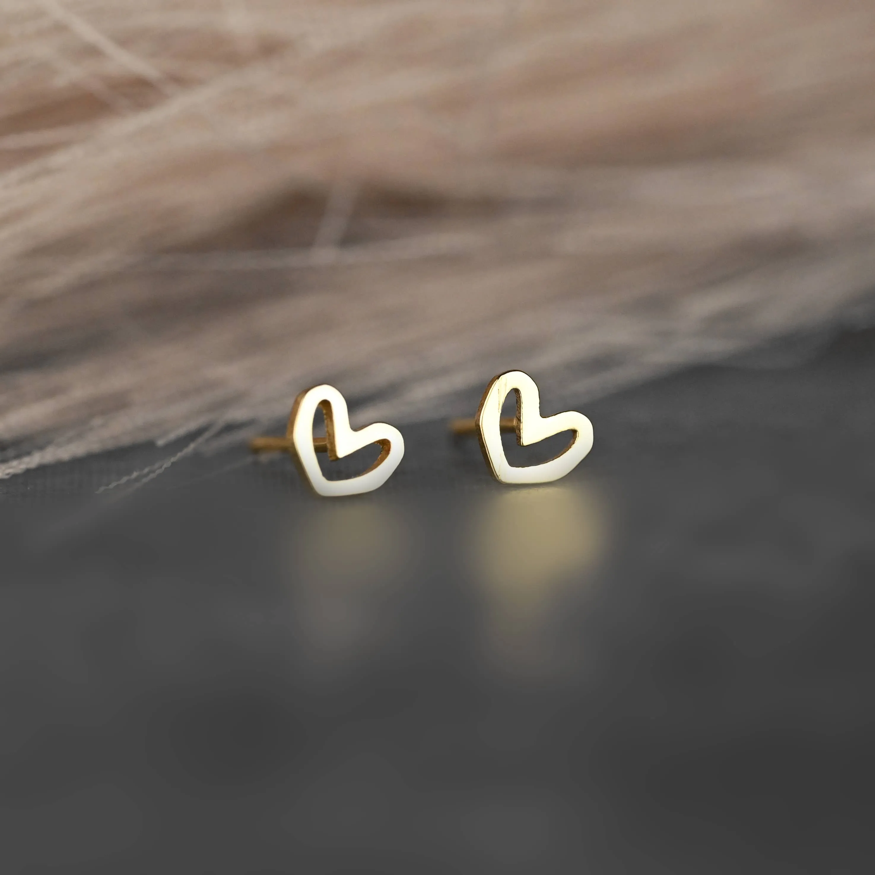 KBD Studio Small Hand Drawn Heart Stud Earrings