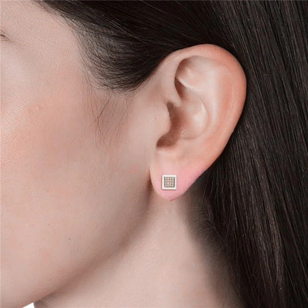 Kennedi Brass Stud Earrings with Ceramic Halo and Crystals - Final Sale