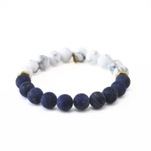 Lapis Lazuli Bracelet with Howlite   Brass Hex Nuts