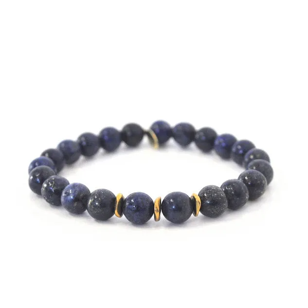 Lapis Lazuli Crystal Bracelet | Mother Ocean   Brass Heishi