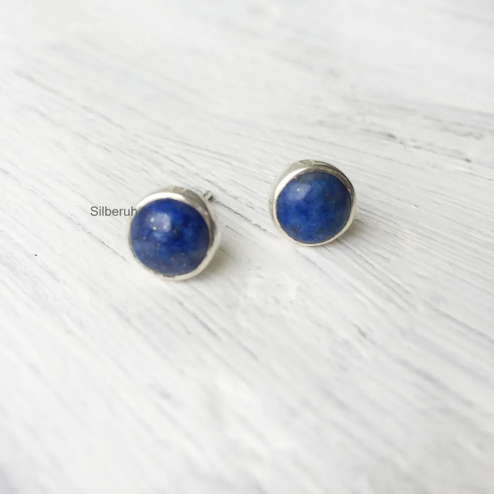 Lapis Lazuli Round Silver Stud