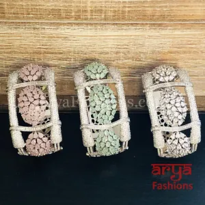 Lisha CZ Designer Bracelet, Baby Pink, Silver, Mint Green Cocktail Bracelet