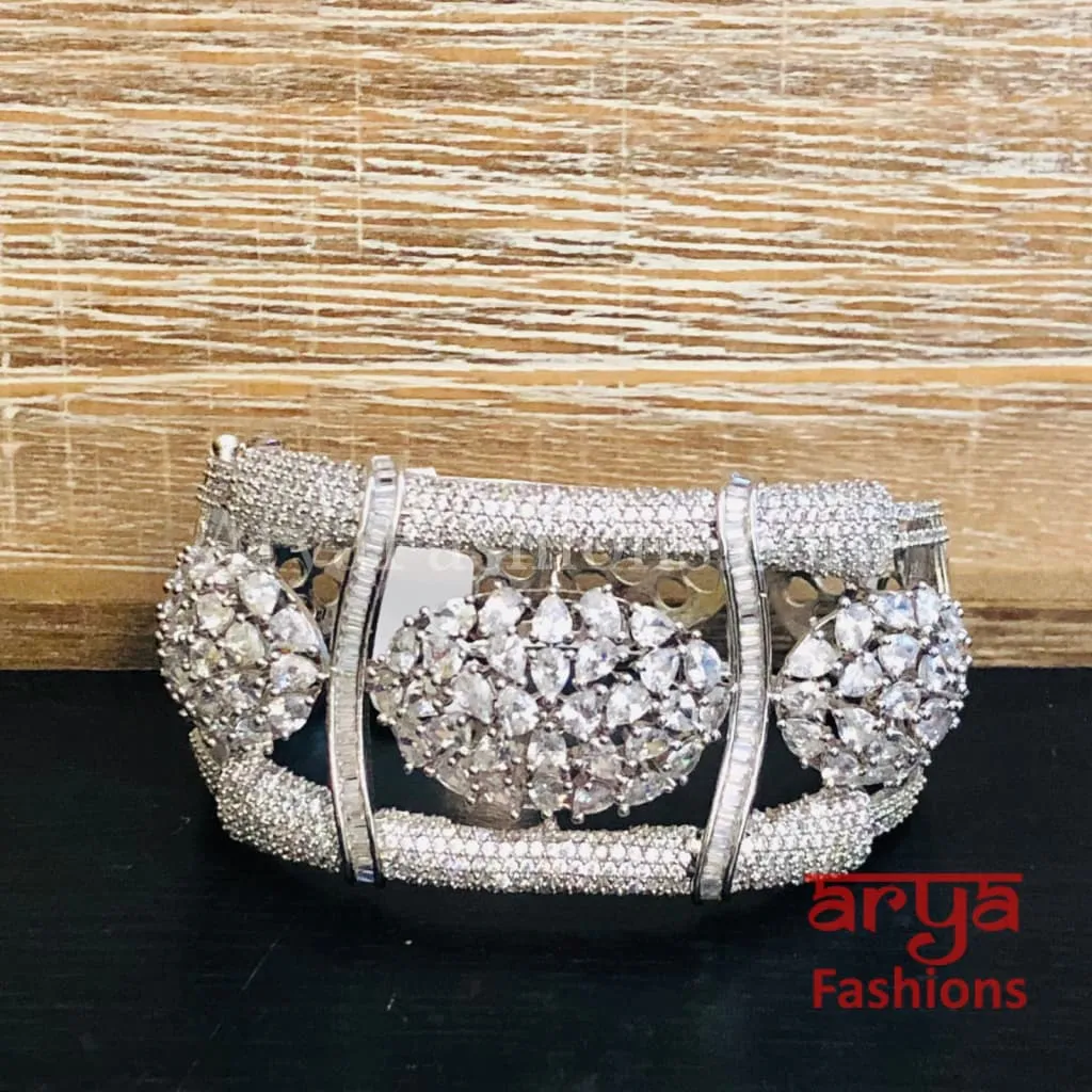 Lisha CZ Designer Bracelet, Baby Pink, Silver, Mint Green Cocktail Bracelet