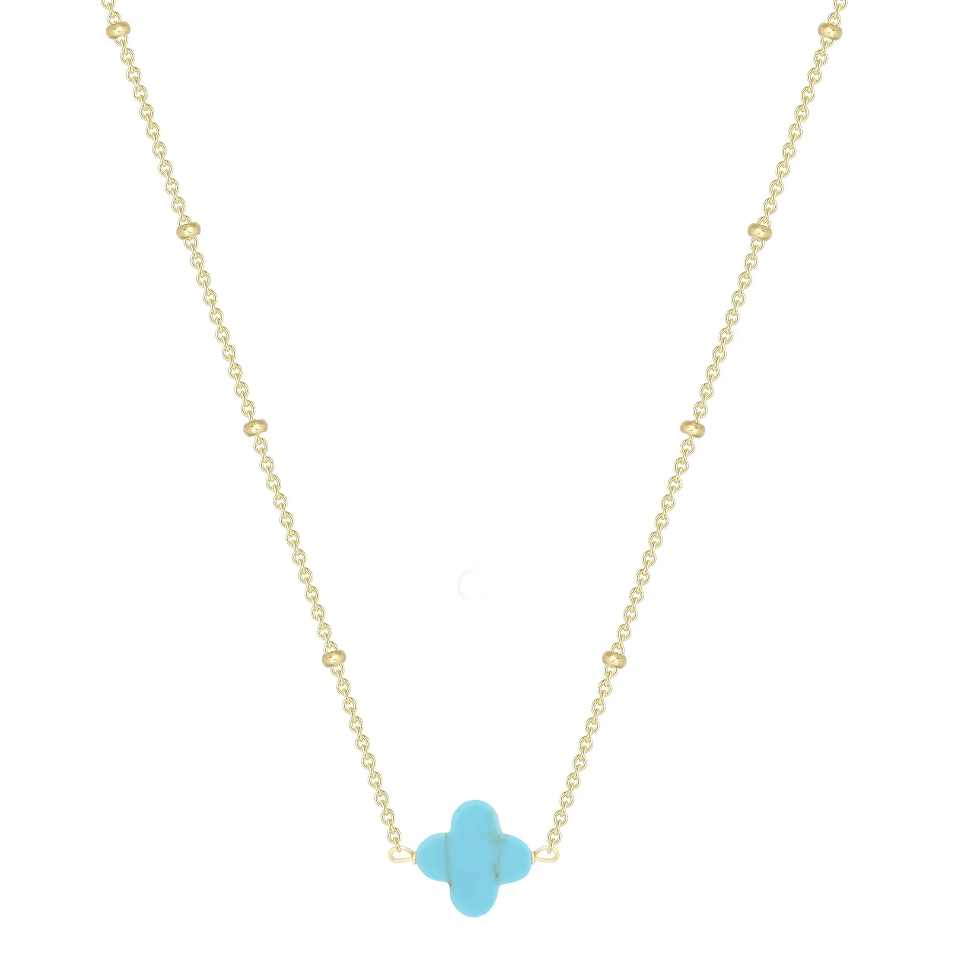 MALANI TURQUOISE CLOVER GOLD NECKLACE