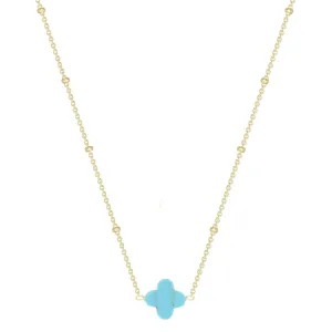 MALANI TURQUOISE CLOVER GOLD NECKLACE