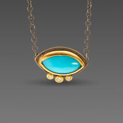 Marquise Turquoise Necklace with Diamonds