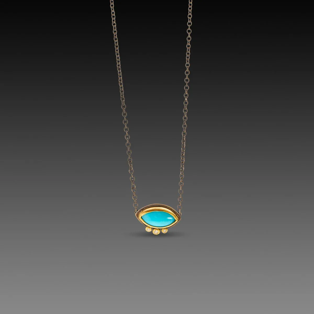 Marquise Turquoise Necklace with Diamonds