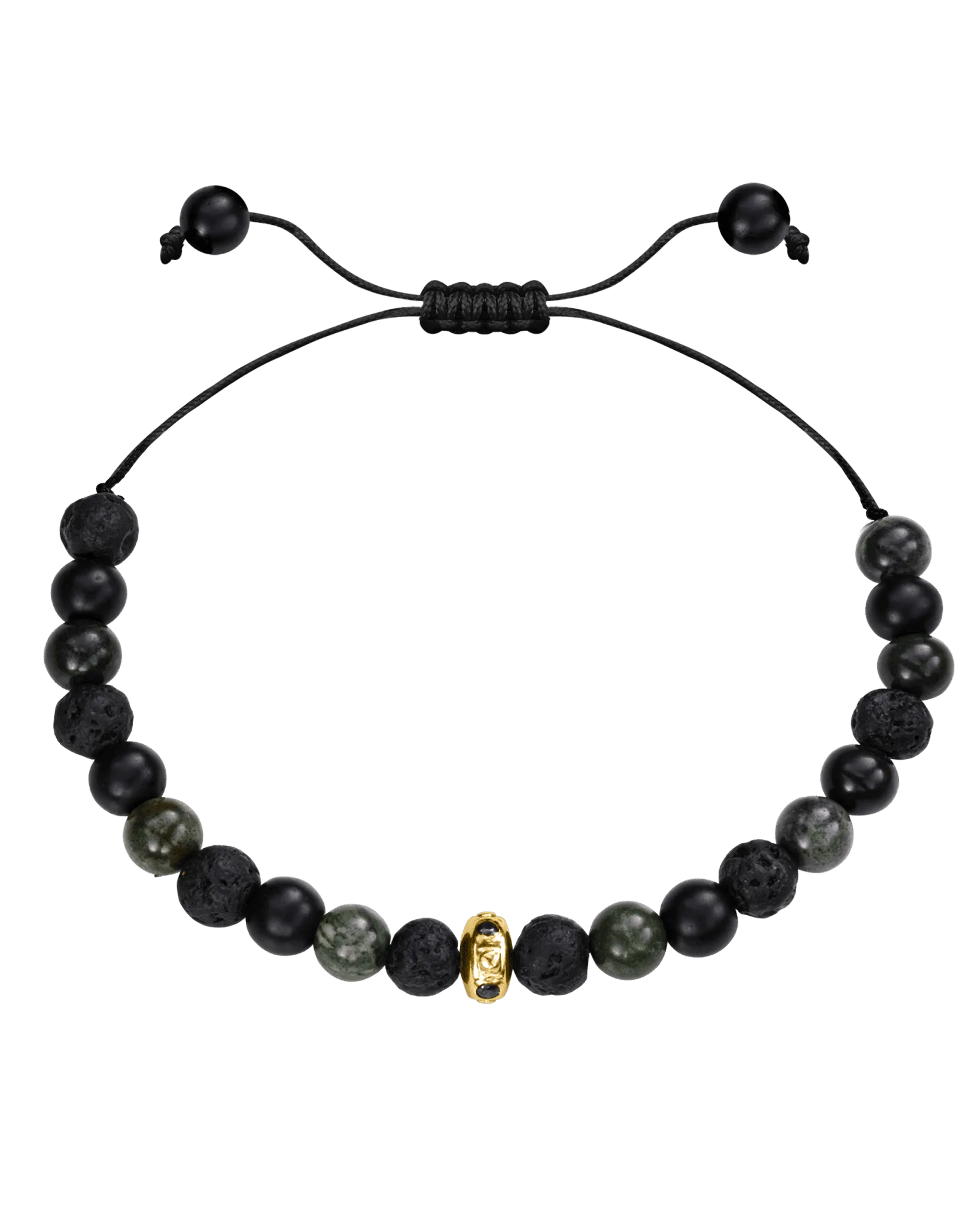 Men's Green Malachite & Matte Onyx Bead Bracelet - 14K White Gold