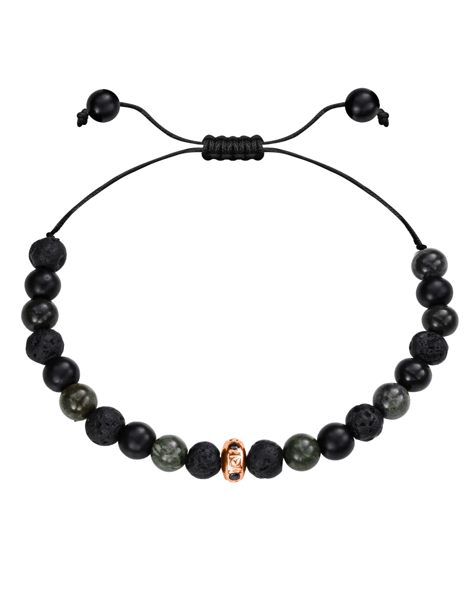 Men's Green Malachite & Matte Onyx Bead Bracelet - 14K White Gold