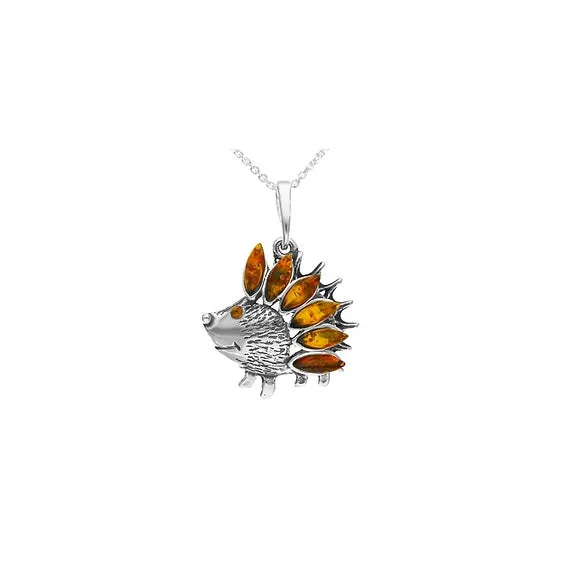 MILENA Necklace Sterling Silver Amber Hedgehog