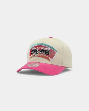 Mitchell & Ness San Antonio Spurs Pro Crown Snapback Off White/Pink
