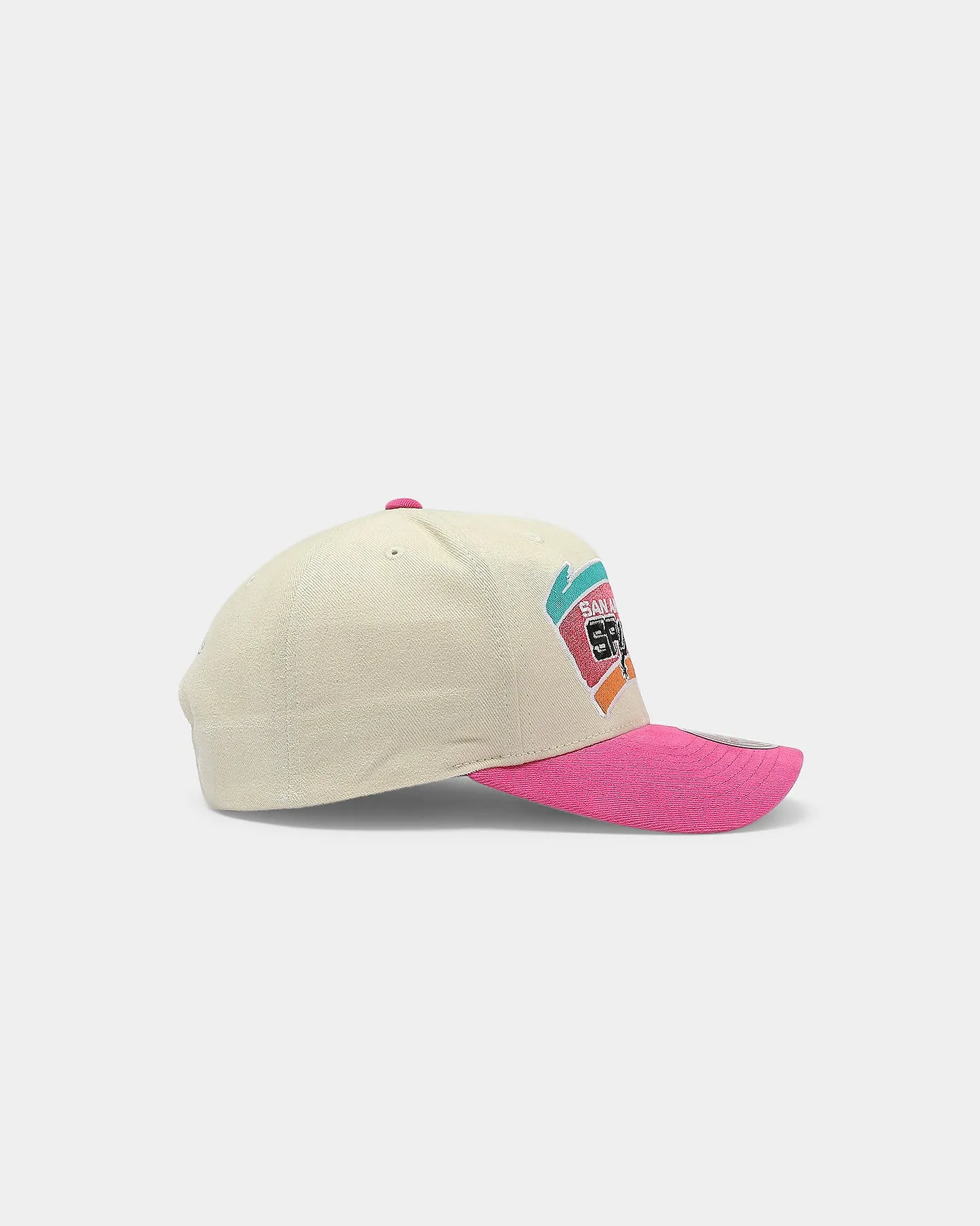 Mitchell & Ness San Antonio Spurs Pro Crown Snapback Off White/Pink