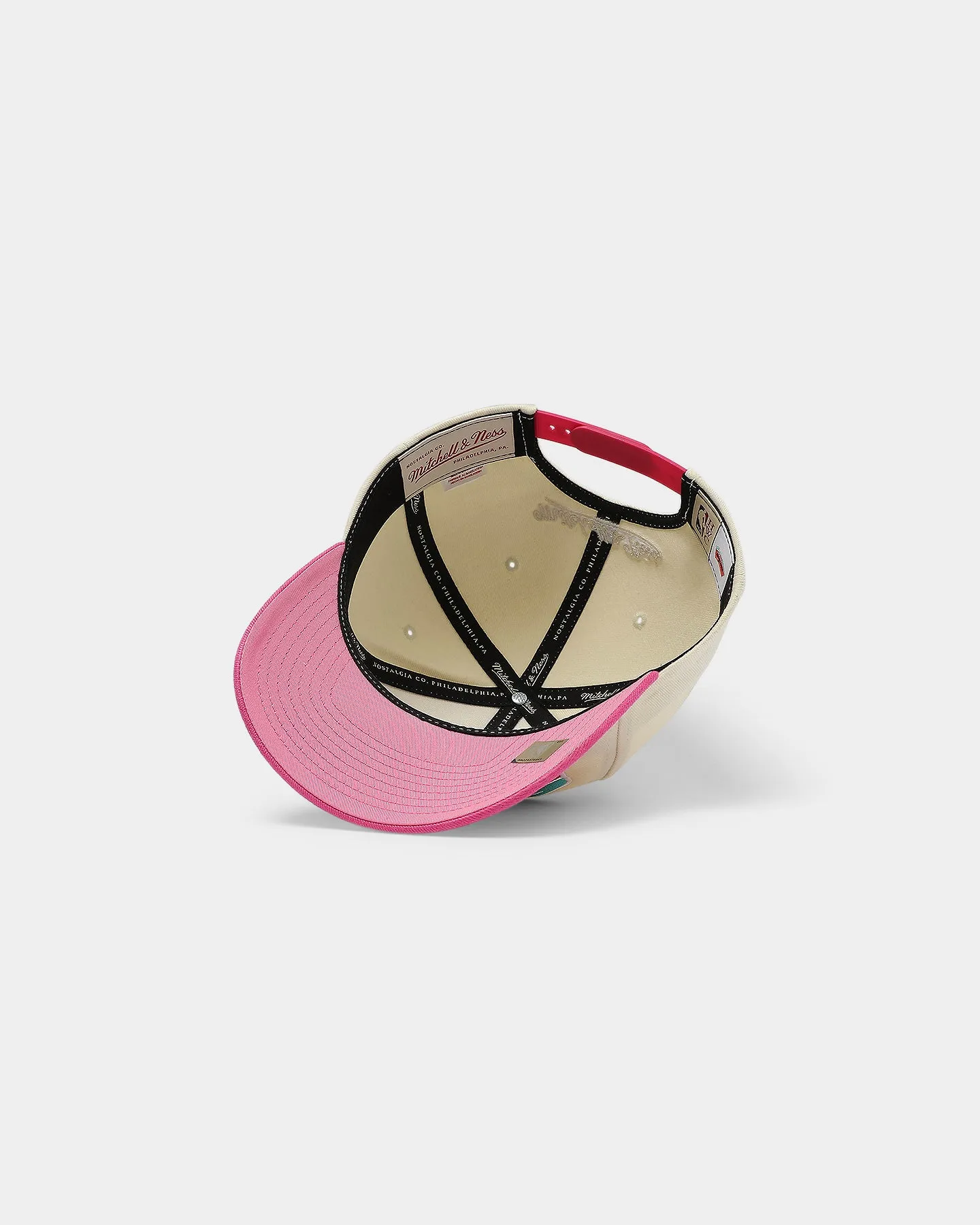 Mitchell & Ness San Antonio Spurs Pro Crown Snapback Off White/Pink