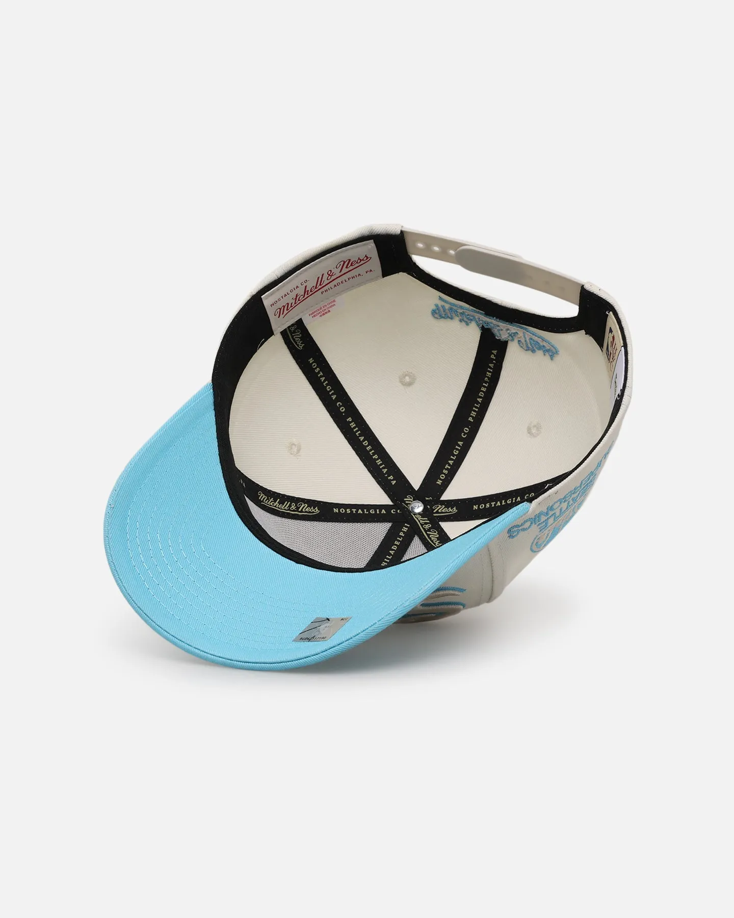 Mitchell & Ness Seattle SuperSonics 'Sky Blue' Pro Crown Snapback White Cream/Blue
