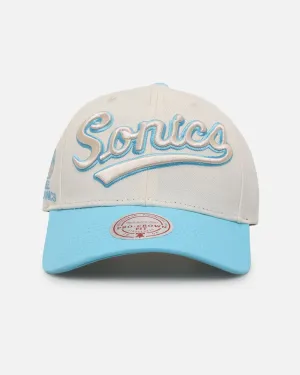 Mitchell & Ness Seattle SuperSonics 'Sky Blue' Pro Crown Snapback White Cream/Blue
