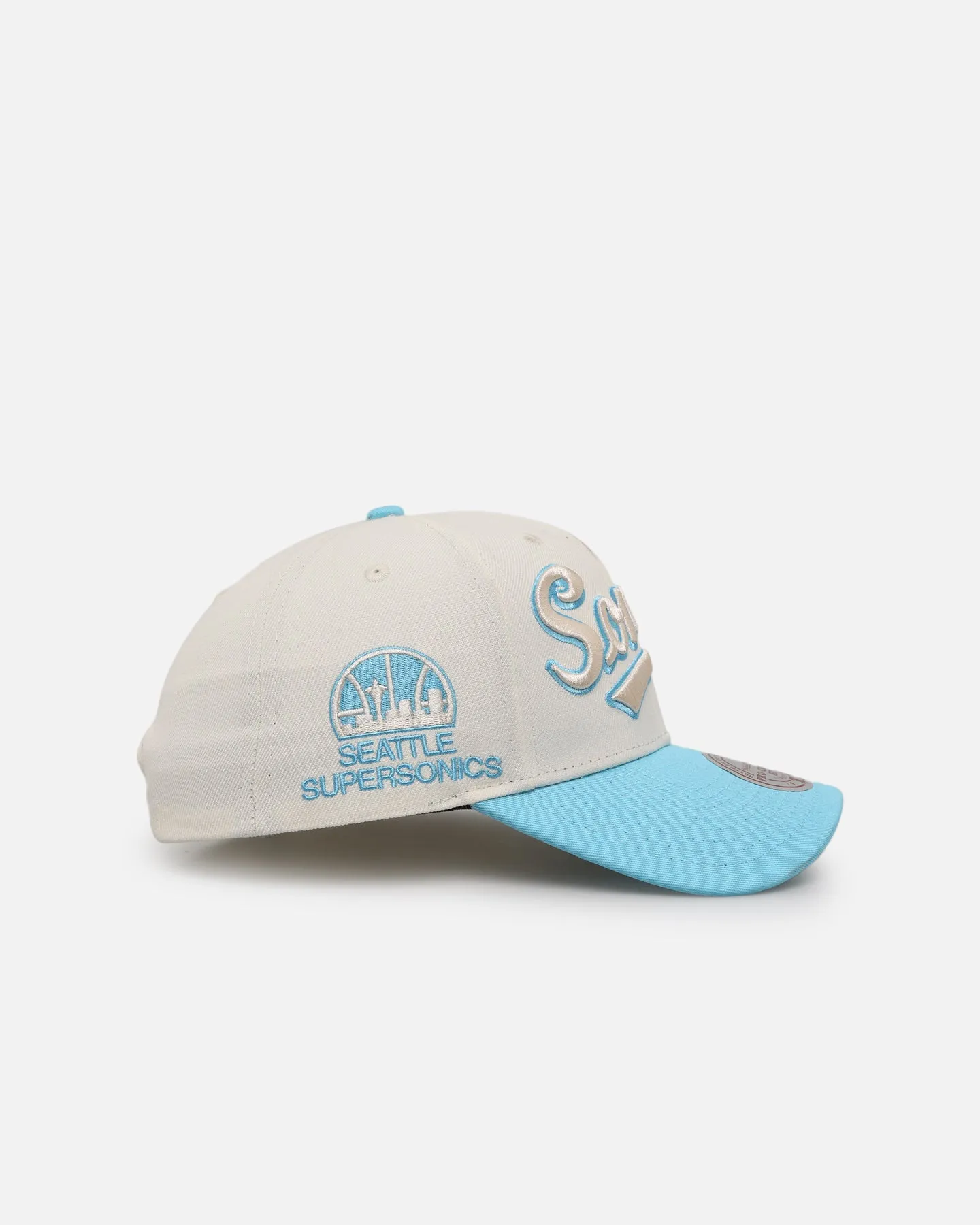 Mitchell & Ness Seattle SuperSonics 'Sky Blue' Pro Crown Snapback White Cream/Blue