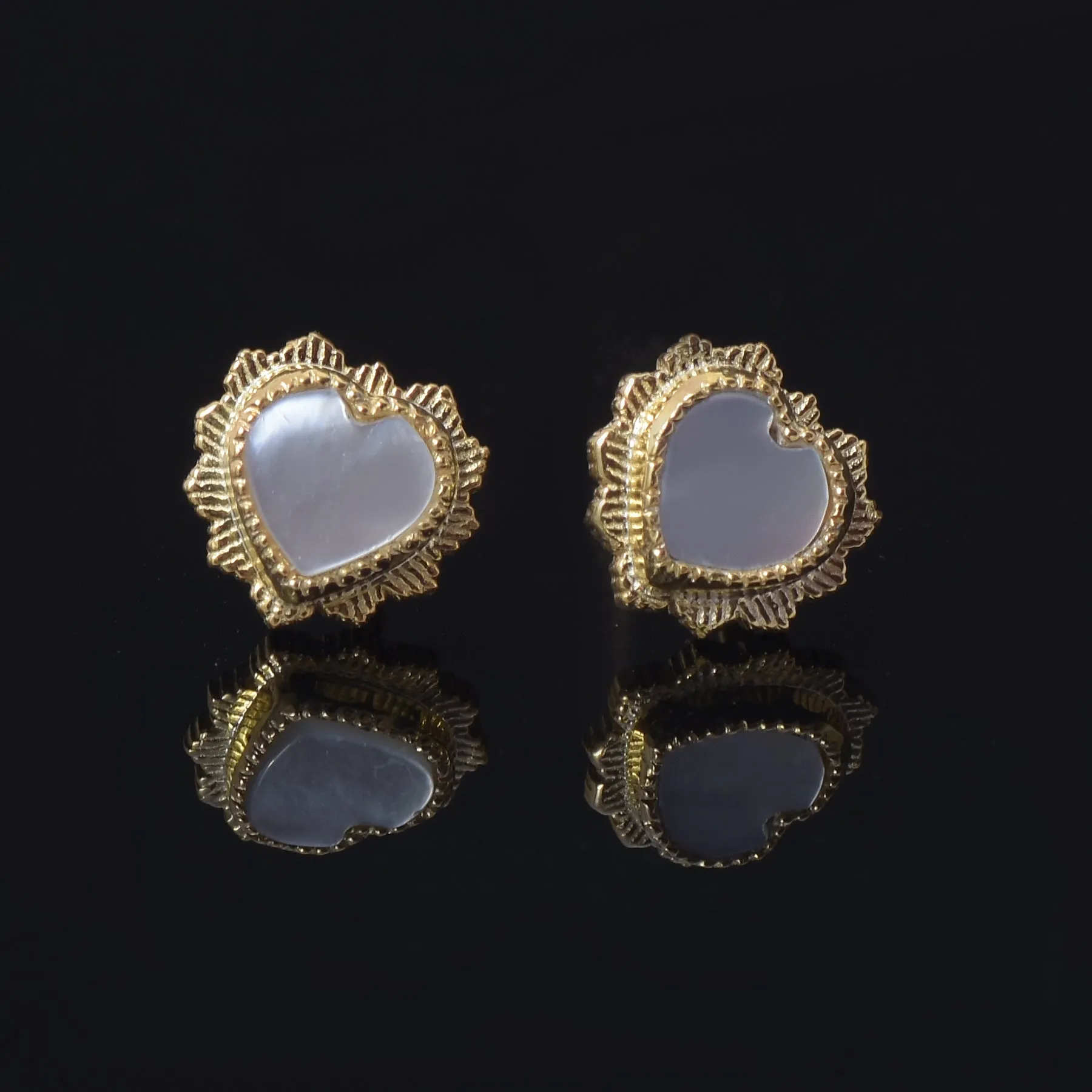 Mother Of Pearl Love Heart Studs Earrings