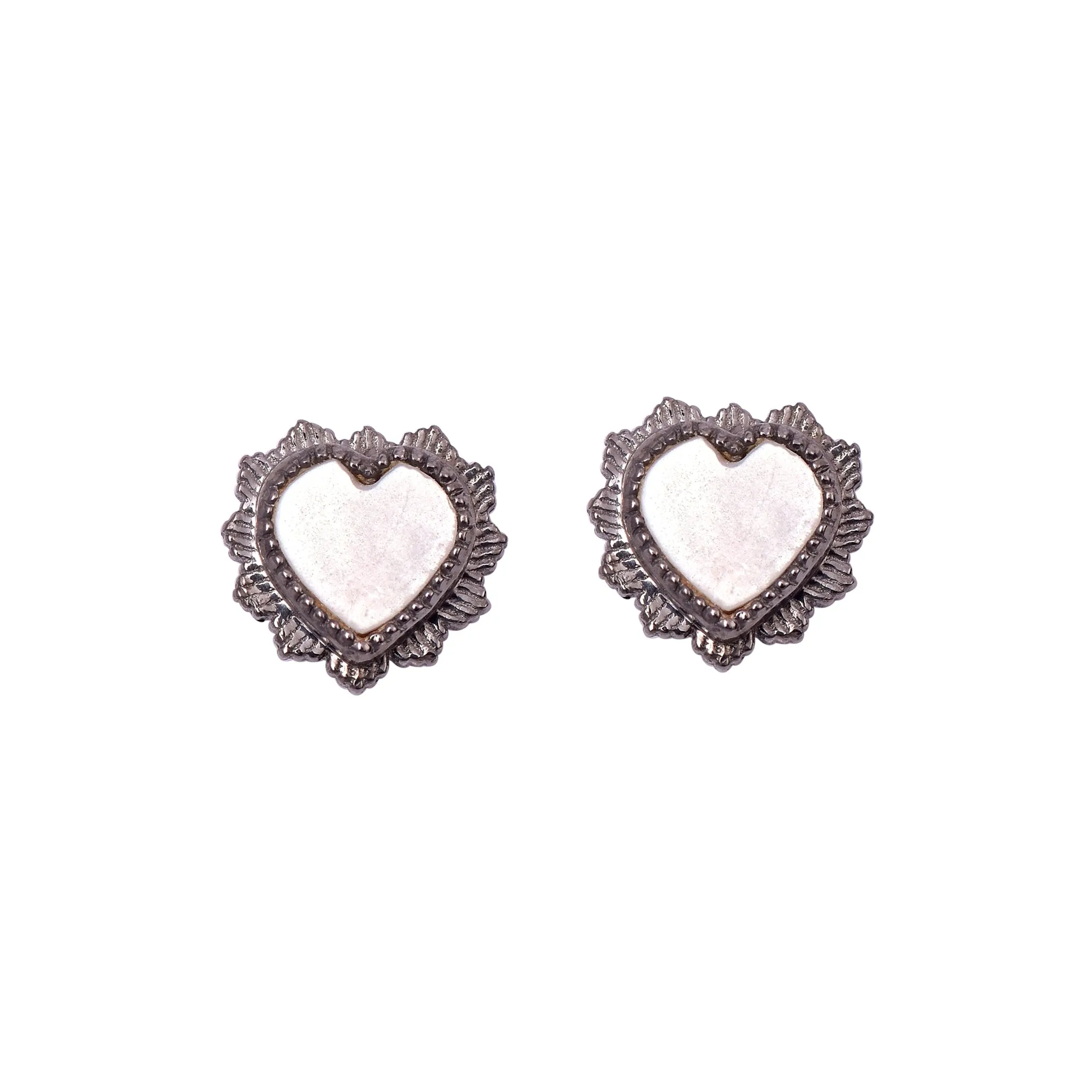 Mother Of Pearl Love Heart Studs Earrings