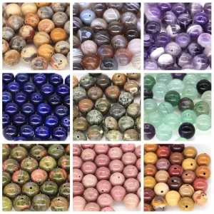 Natural Stone Beads - Bracelet Making Kit - Round Loose Gemstone Beads Lot For Jewelry Making Bracelet and Jewelry 4 mm 6 mm 8 mm 10mm DIY