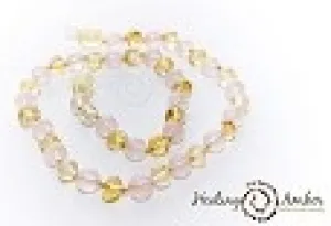 Necklace  -  Gold Amber & Rose Quartz